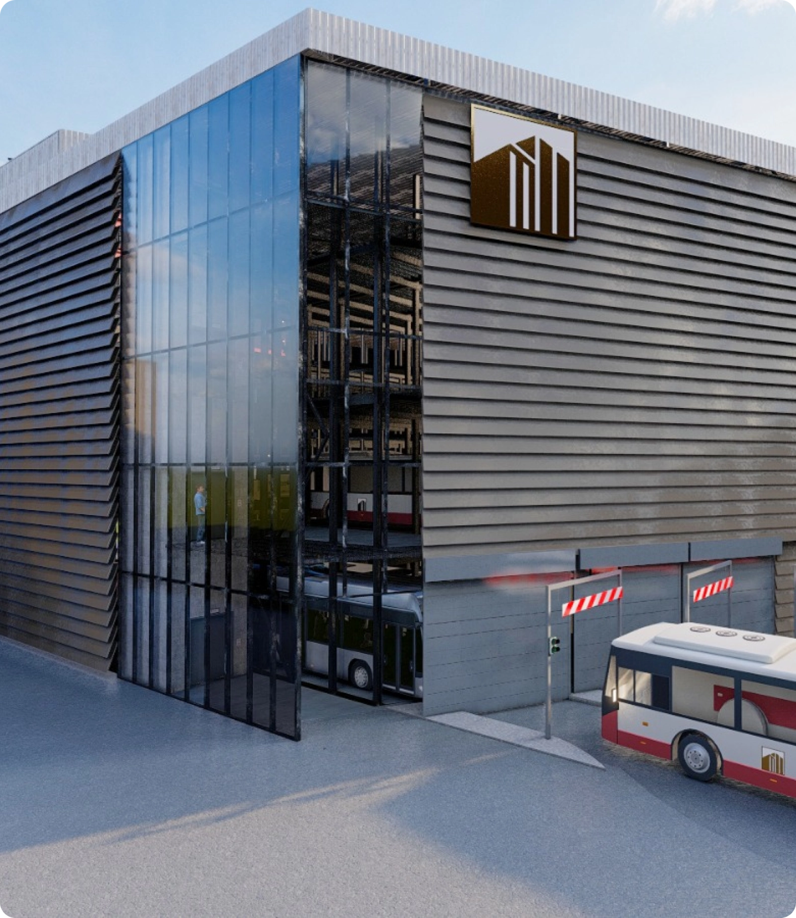 Parkebenen hinter der Fassade
